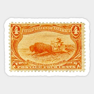 1898  Indian Hunting Buffalo Postage Stamp Print Sticker